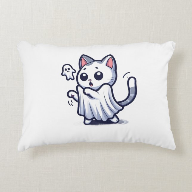 Ghost Kitty Halloween-Kostüm Dekokissen (Vorderseite)