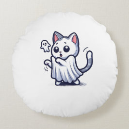 Ghost Kitty Halloween-Kostüm Rundes Kissen