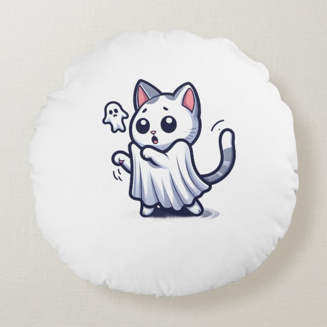 Ghost Kitty Halloween-Kostüm Rundes Kissen (Vorderseite)