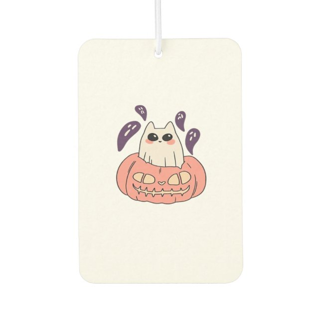 Ghost Kitty in a pumpkin Classic T-Shirt Autolufterfrischer (Vorderseite)