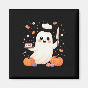 Ghost Koch mit Sushi Tray Funny Halloween Spooky Magnet