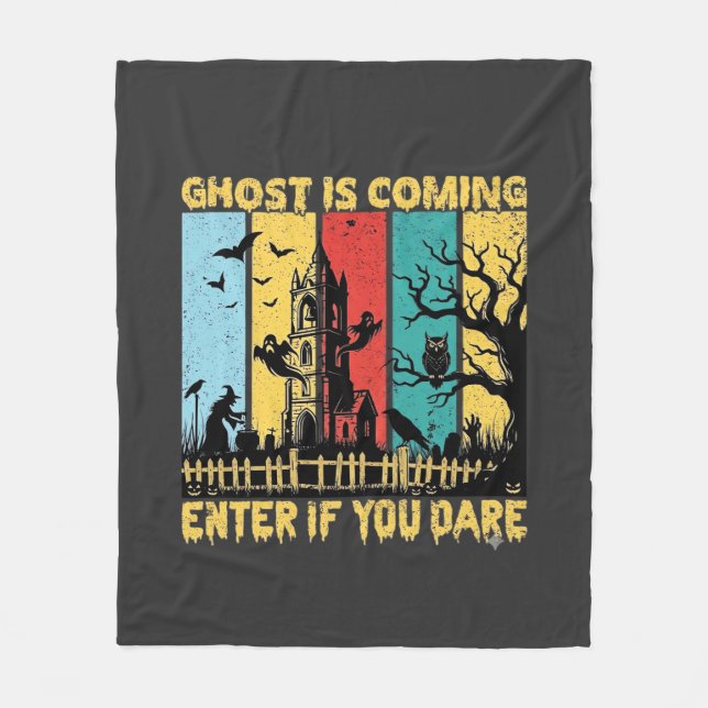 Ghost kommt Halloween Spukhaus Hexe Eule_ Fleecedecke (Vorderseite)