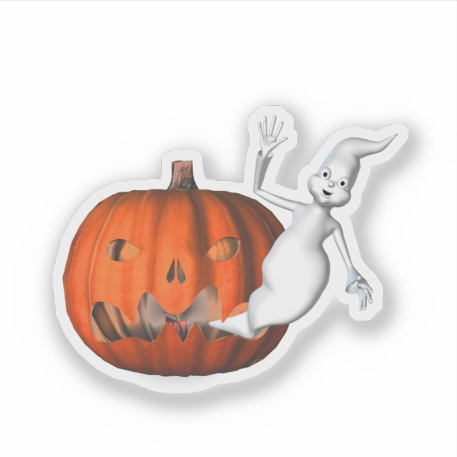 Ghost Kürbislaterne Halloween Funny Aufkleber (Vorderseite)