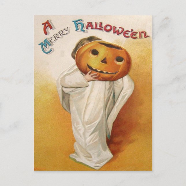 Ghost Kürbislaterne Pumpkin Child Postkarte (Vorderseite)