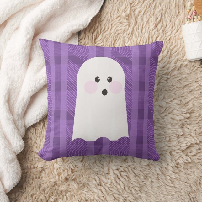 Ghost Lila Kariertes Halloween-Kissen Kissen (Decke)