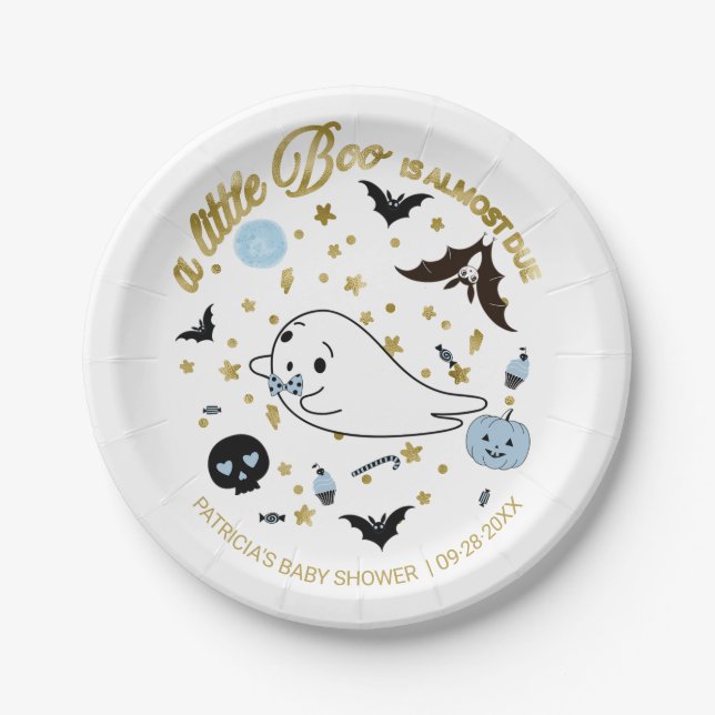 Ghost Little Boo Halloween Boy Baby Dusche Pappteller (Vorderseite)