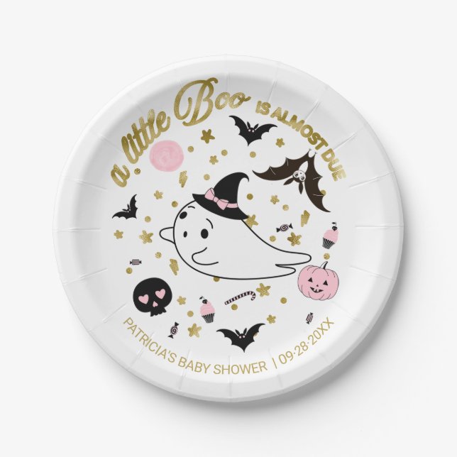 Ghost Little Boo Halloween Girl Baby Dusche Pappteller (Vorderseite)