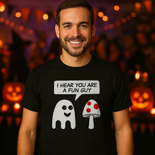 Ghost Meets Mushroom "Fun Typ" Witziges Halloween T-Shirt