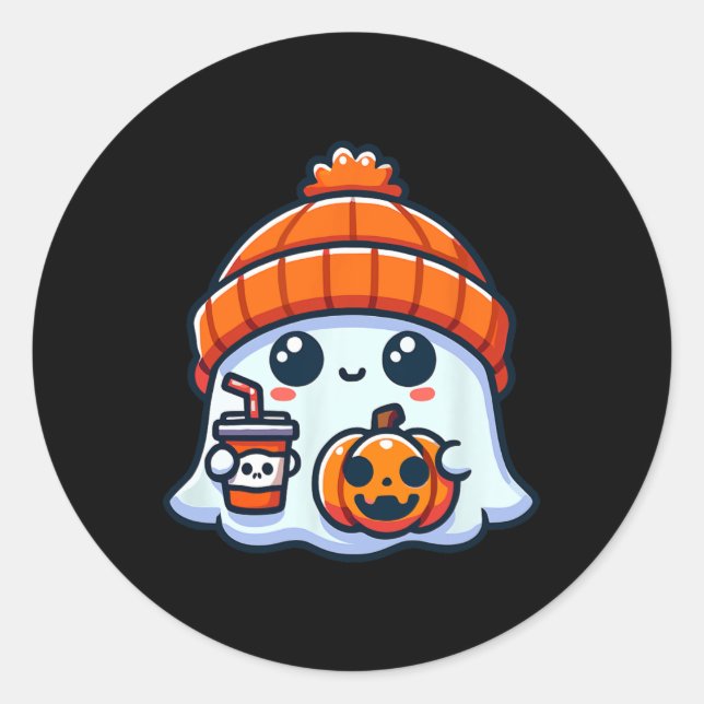 Ghost Mens Halloween Runder Aufkleber (Vorderseite)