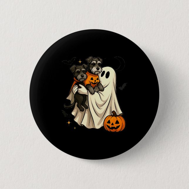 Ghost Miniature Schnauzer Dog Halloween  Button (Vorderseite)