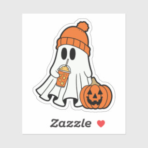 Ghost mit Hut und Latte Sticker, Pumpkin Gewürz Gh Aufkleber