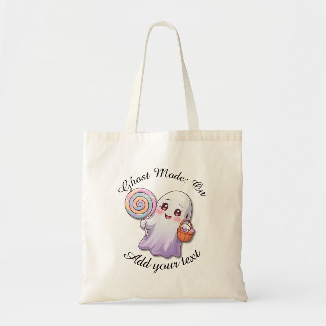Ghost Mode: On – Personalized Halloween Tote Bag Tragetasche (Vorne)