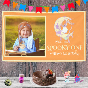 Ghost Moon Spooky One Boy 1. Geburtstag Halloween Banner
