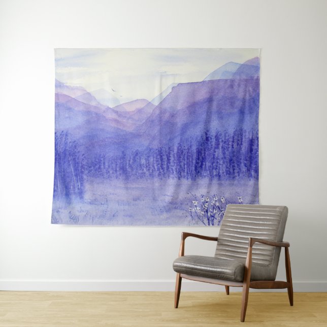 Ghost Mountain Valley Wasserfarbenwelt Landschaft Wandteppich (Beispiel (Horizontal))