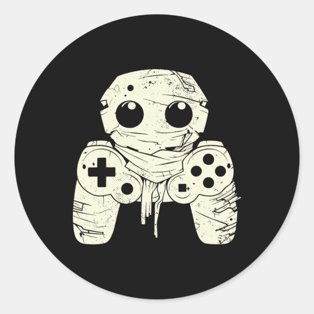 Ghost Mummy Gaming Controller Halloween Gamer-Kost Runder Aufkleber (Vorderseite)