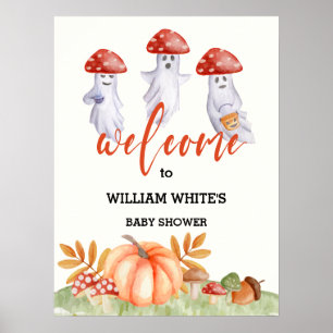 Ghost Mushroom Halloween Baby Dusche Begrüßungszei Poster
