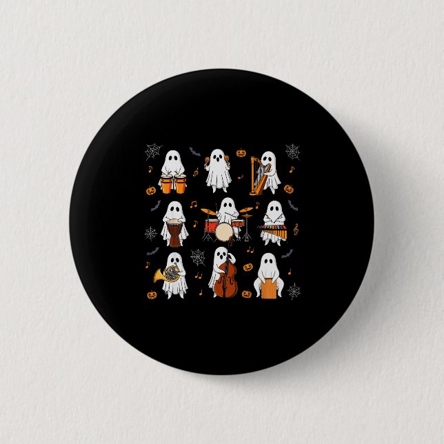 Ghost Music Teacher Funny Halloween Musician Costu Button (Vorderseite)