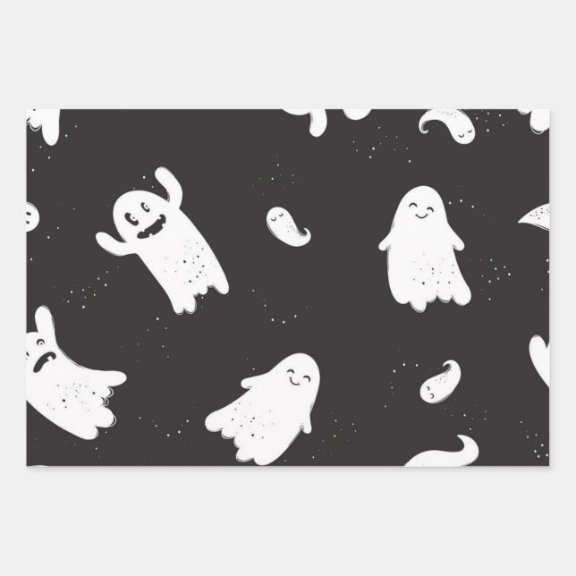 Ghost-Muster Geschenkpapier Set (Vorderseite)