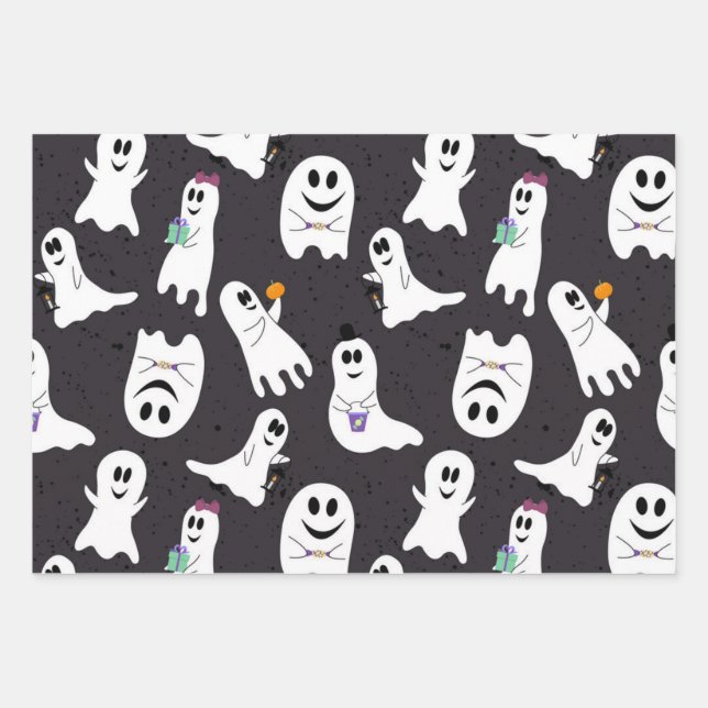 Ghost-Muster Geschenkpapier Set (Vorderseite)