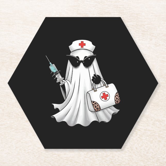 Ghost Nurse Halloween Untersetzer (Vorderseite)