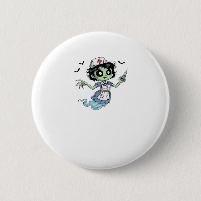Ghost Nurse Spookily Kümmerte und whimsily verfolg Button (Vorderseite)