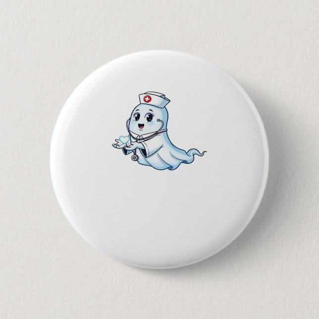 Ghost Nurse Spookily Kümmerte und whimsily verfolg Button (Vorderseite)