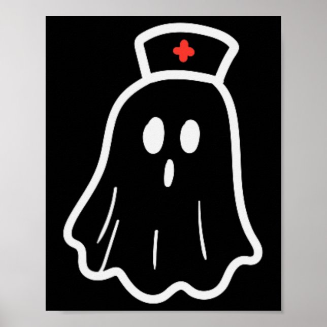 Ghost Nurween Kostüm Retro Fall Scrub Top Poster (Vorne)