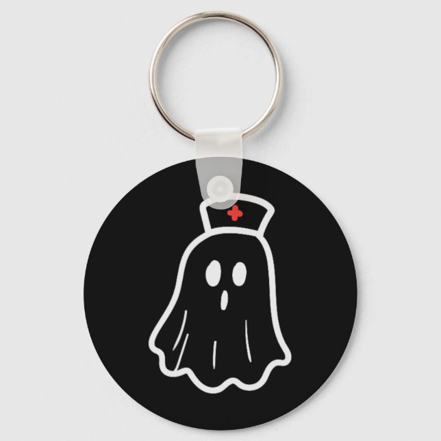 Ghost Nurween Kostüm Retro Fall Scrub Top Schlüsselanhänger (Vorderseite)