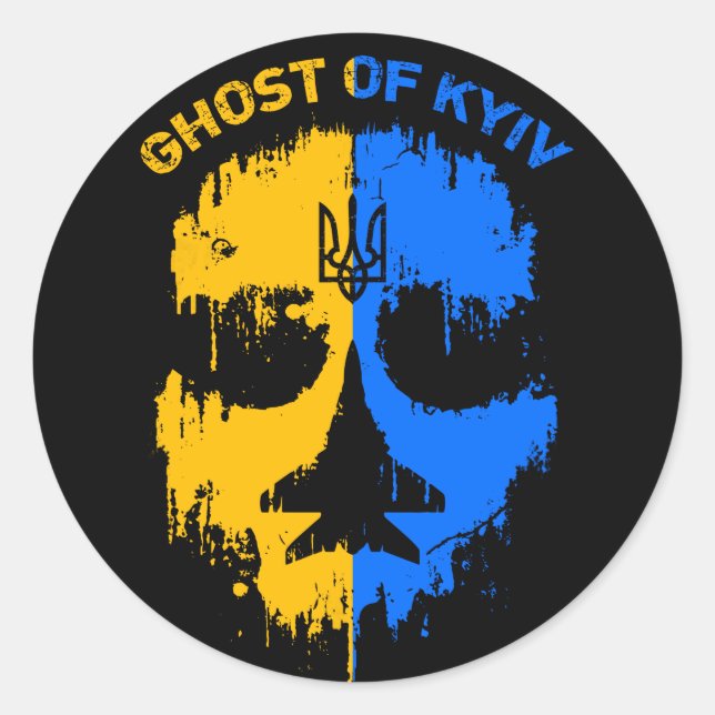 Ghost of Kiew ukrainischer Flaggenflugstrahlpilot Runder Aufkleber (Vorderseite)
