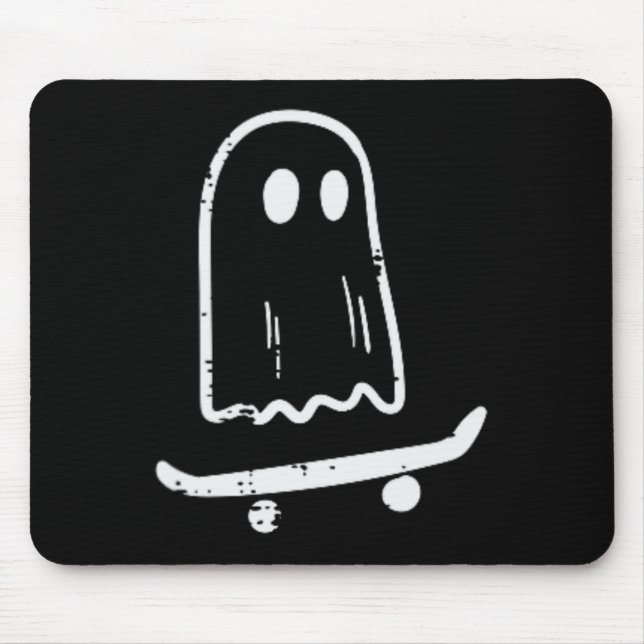 Ghost on Skateboard Spaß Retro Halloween Kostüm Bo Mousepad (Vorne)