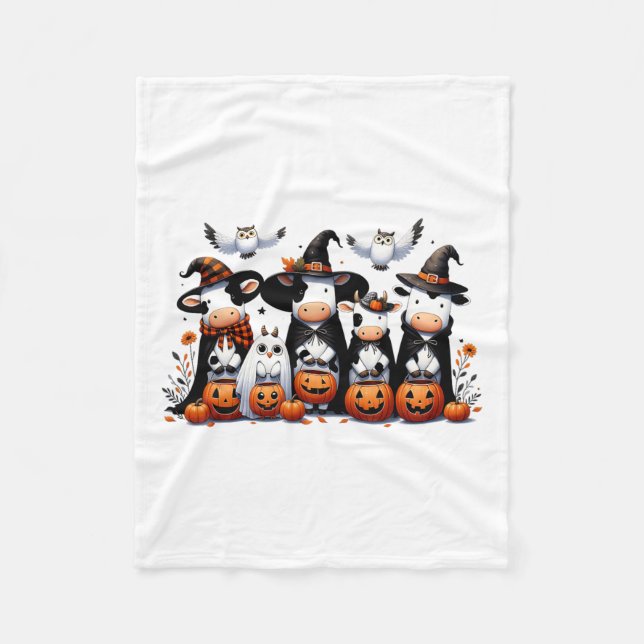 Ghost Owls Kühe Halloween Tiere Kuh Lover Spooky Fleecedecke (Vorderseite)