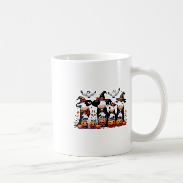 Ghost Owls Kühe Halloween Tiere Kuh Lover Spooky Kaffeetasse (Rechts)