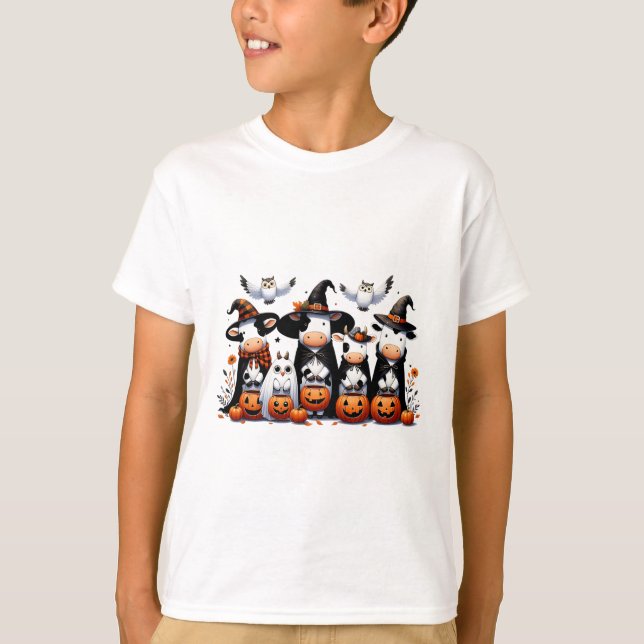 Ghost Owls Kühe Halloween Tiere Kuh Lover Spooky T-Shirt (Vorderseite)