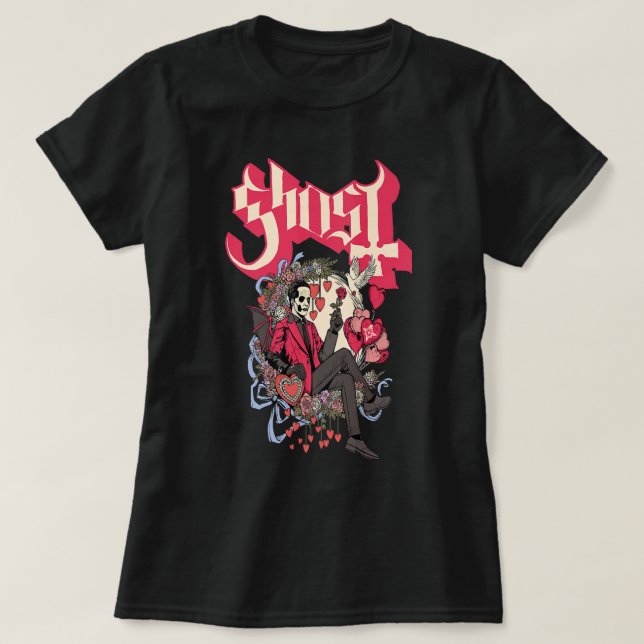 Ghost Papa Cupid Valentinstag Premium  T-Shirt (Design vorne)