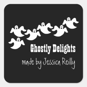 Ghost-Party Halloween Backkleber, schwarz Quadratischer Aufkleber