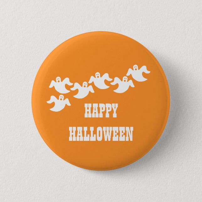 Ghost Party Halloween Button, Orange Button (Vorderseite)