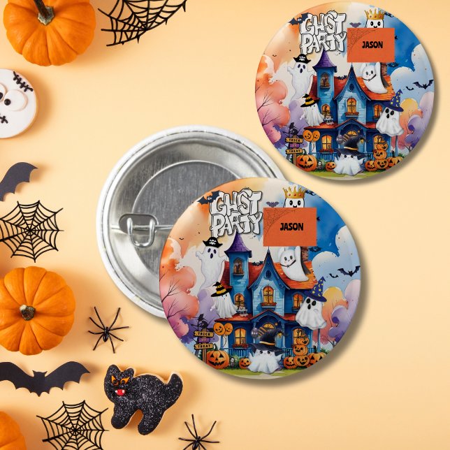 Ghost Party Kids Halloween Button (Von Creator hochgeladen)