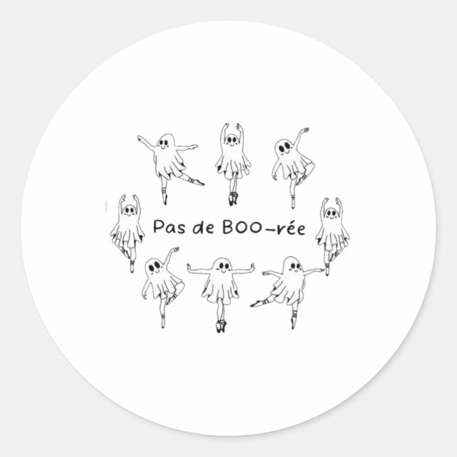 Ghost Pas De Boo-rée Llet Dancer Spooky Halloween Runder Aufkleber (Vorderseite)