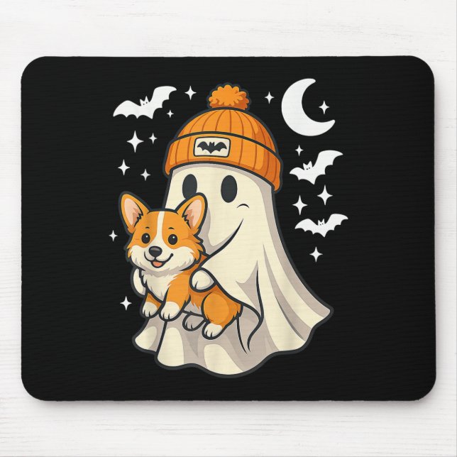 Ghost Pembroke Welsh Corgi Dog Lover Halloween Men Mousepad (Vorne)