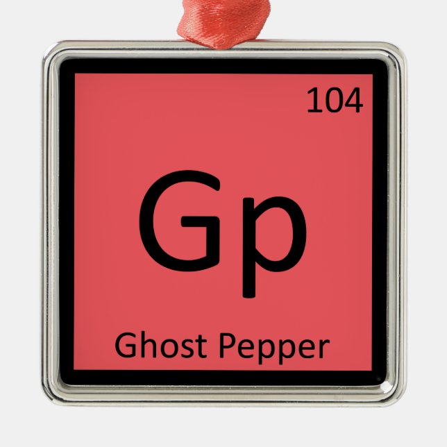 Ghost Pepper Chemistry Periodisches Tabellensymbol Ornament Aus Metall (Vorne)