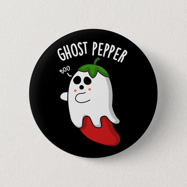 Ghost Pepper Funny Chili Pun Dark BG Button (Vorderseite)