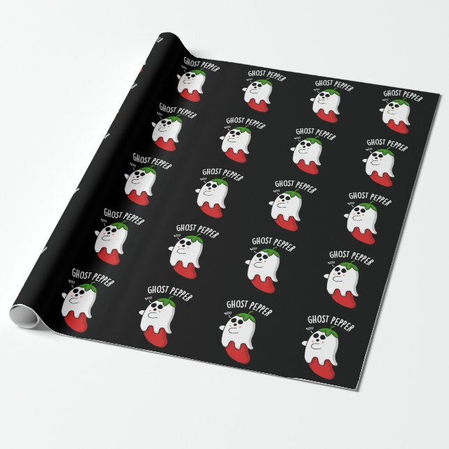 Ghost Pepper Funny Chili Pun Dark BG Geschenkpapier (Ungerollt)