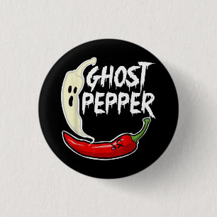 Ghost Pepper Funny Spicy Hot Halloween Ghost Peppe Button
