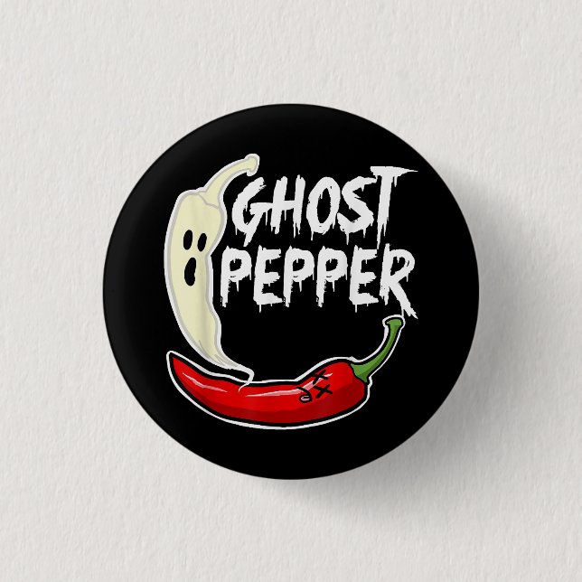 Ghost Pepper Funny Spicy Hot Halloween Ghost Peppe Button (Vorderseite)