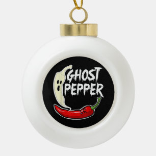 Ghost Pepper Funny Spicy Hot Halloween Ghost Peppe Keramik Kugel-Ornament