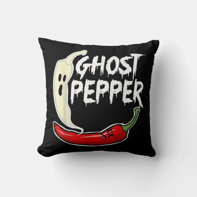 Ghost Pepper Funny Spicy Hot Halloween Ghost Peppe Kissen (Vorderseite)
