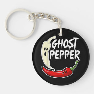 Ghost Pepper Funny Spicy Hot Halloween Ghost Peppe Schlüsselanhänger