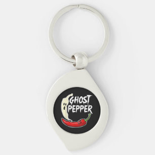 Ghost Pepper Funny Spicy Hot Halloween Ghost Peppe Schlüsselanhänger