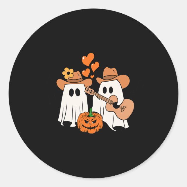 Ghost Playing Gitarre für Halloween Liebhaber Runder Aufkleber (Vorderseite)