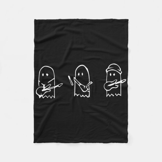 Ghost Playing Gitarre Lazy Halloween Kostüm Spaß M Fleecedecke (Vorderseite)